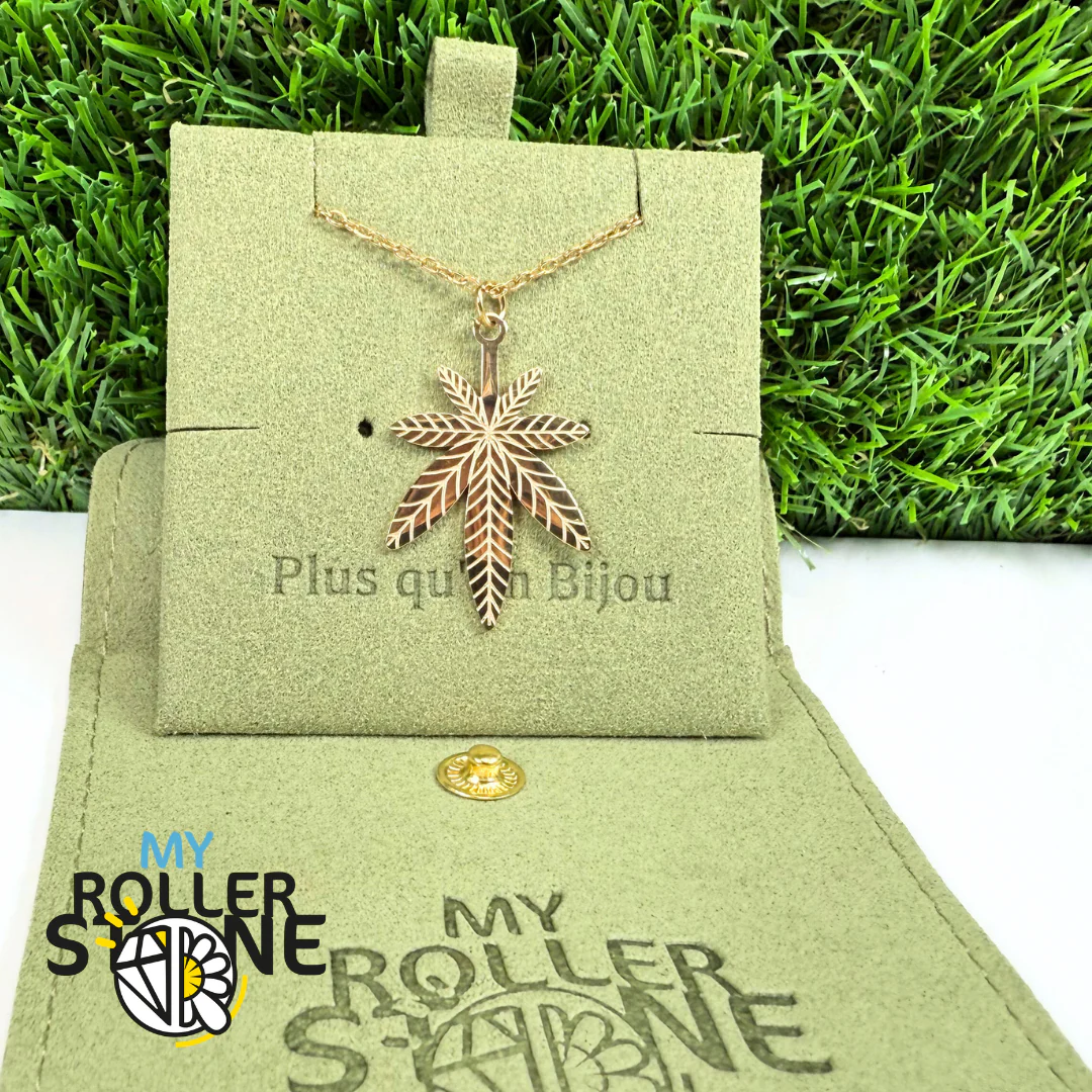 Pendentif Feuille de cannabis Acier Inoxydable Doré - Image 2