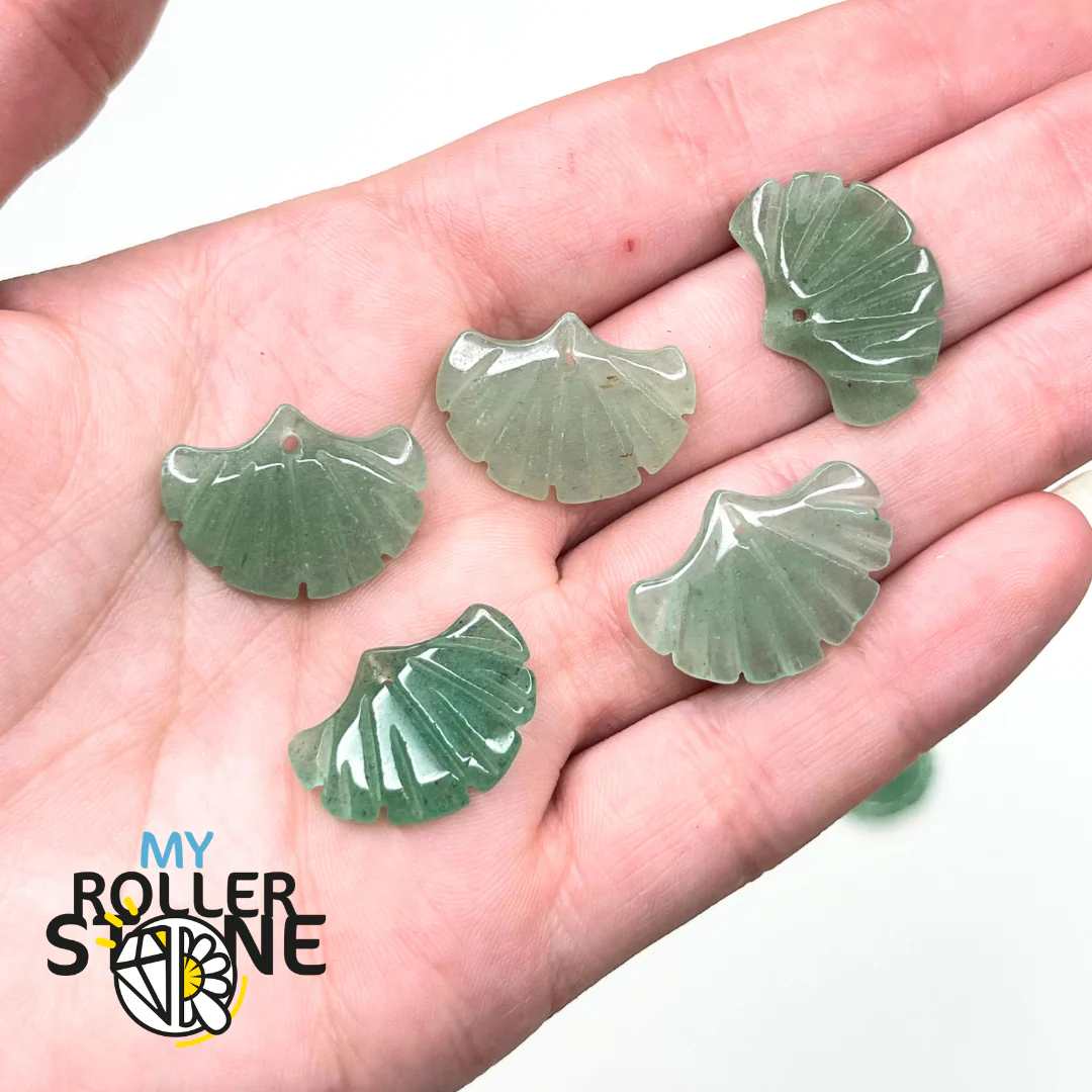 Pendentif Feuille Ginkgo Aventurine Verte