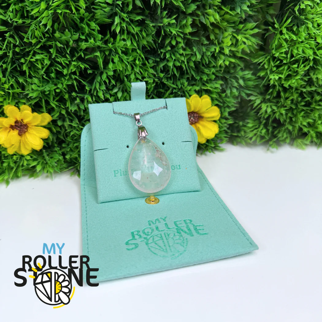 Pendentif goutte pierre (Quartz rose, Oeil de tigre,Améthyste,Cristal de roche) - Image 3