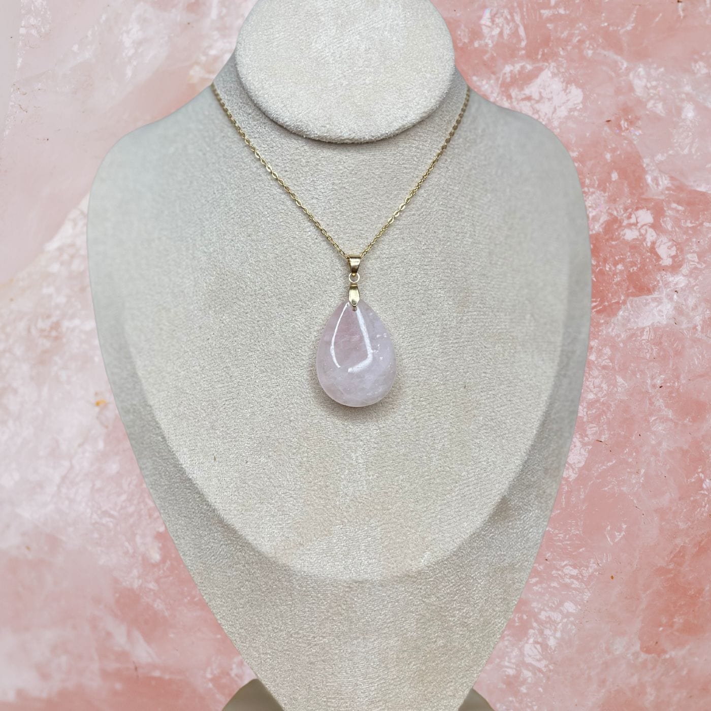 Pendentif goutte pierre (Quartz rose, Oeil de tigre,Améthyste,Cristal de roche) - Image 5