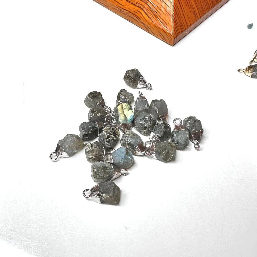 Pendentif Labradorite brute Plaqué Or/Argent