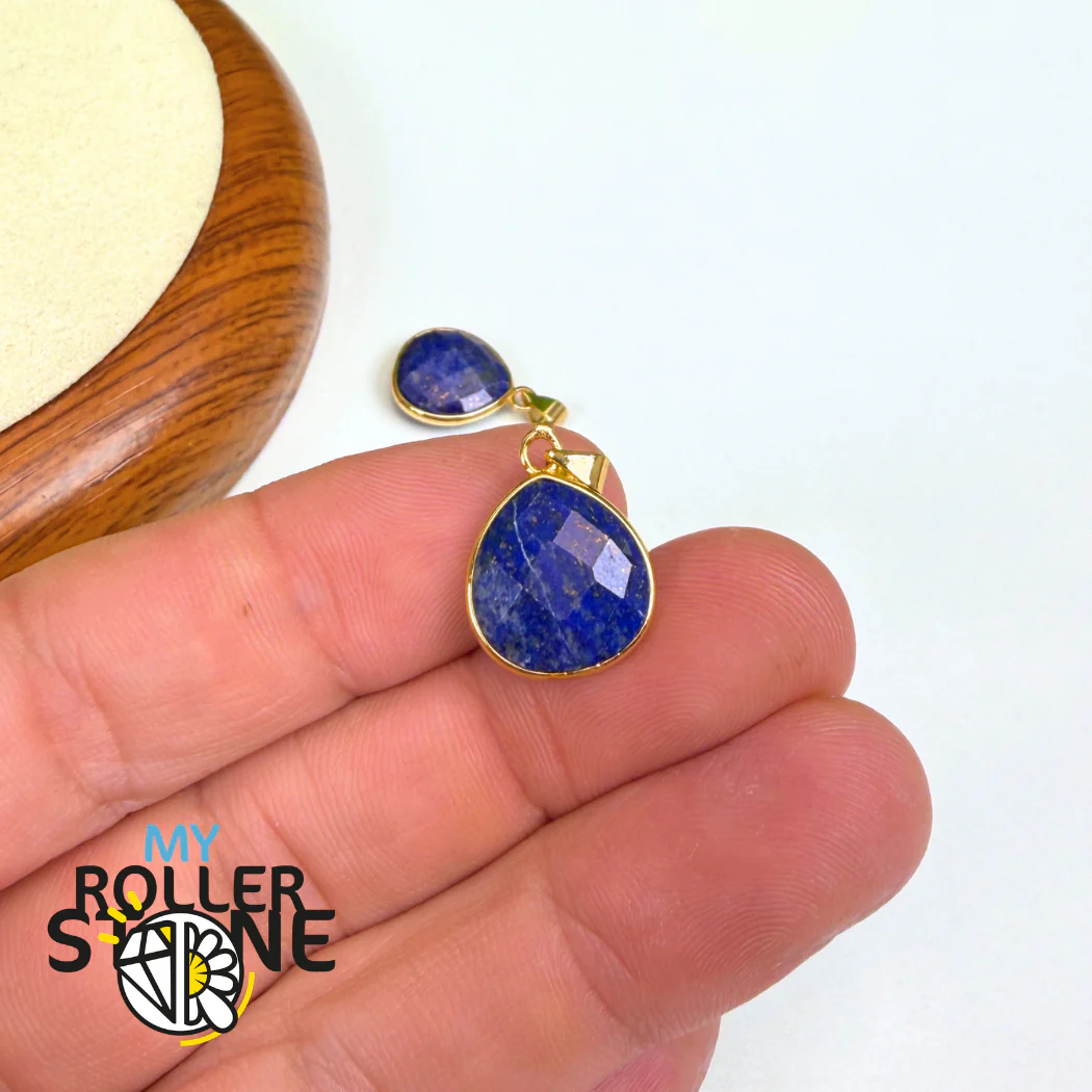 Pendentif Lapis Lazuli Goutte Facettée Doré