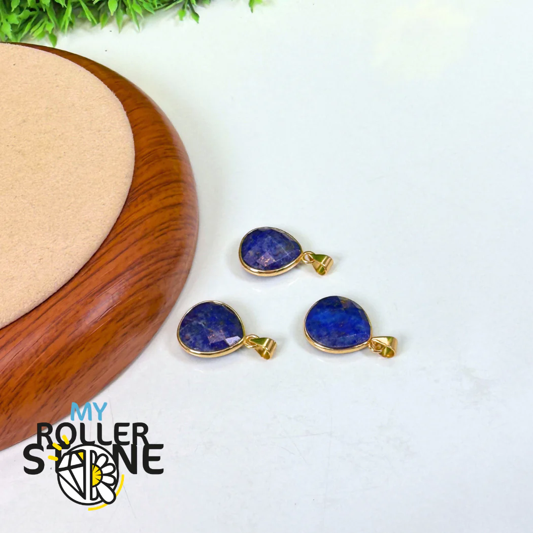 Pendentif Lapis Lazuli Goutte Facettée Doré - Image 2