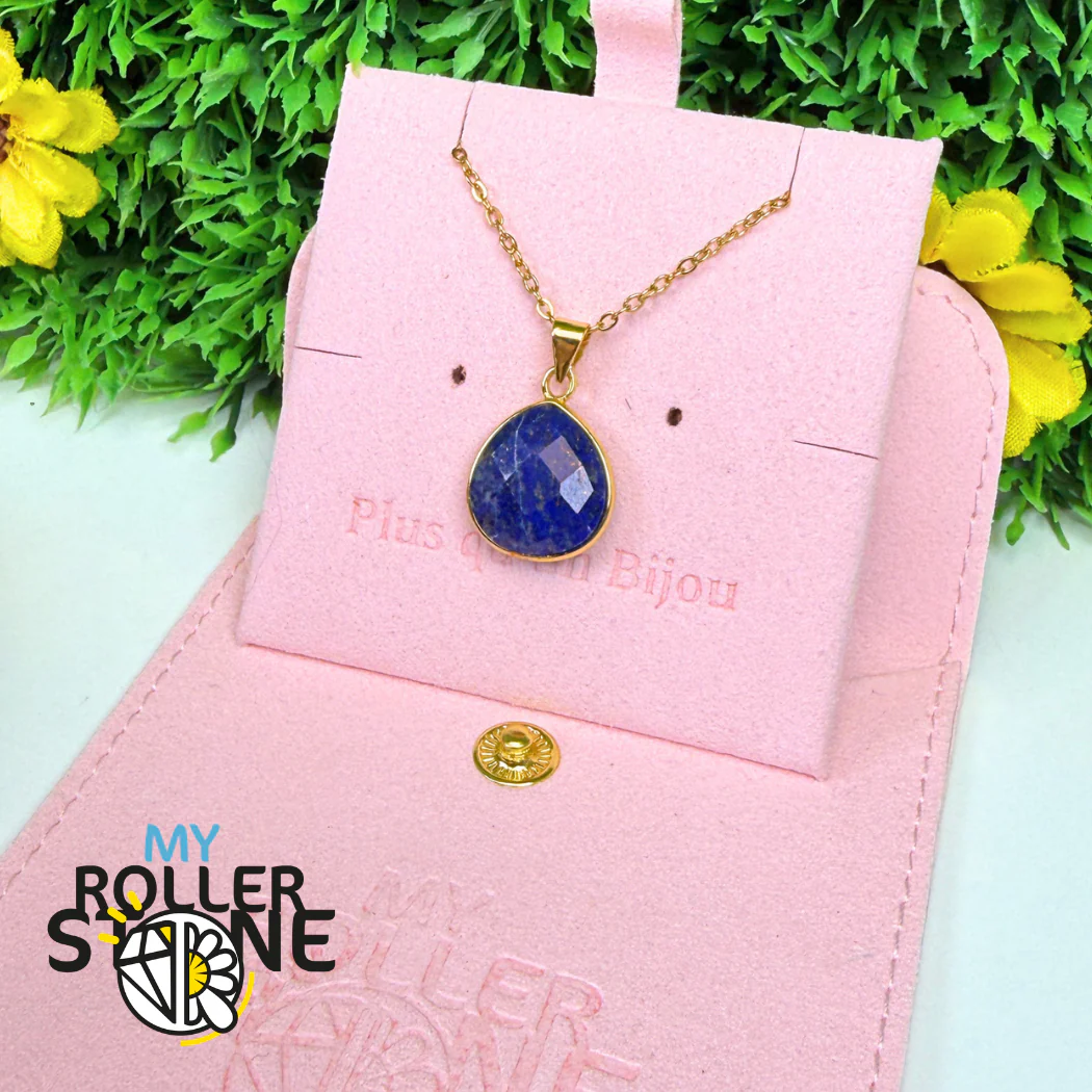 Pendentif Lapis Lazuli Goutte Facettée Doré - Image 3