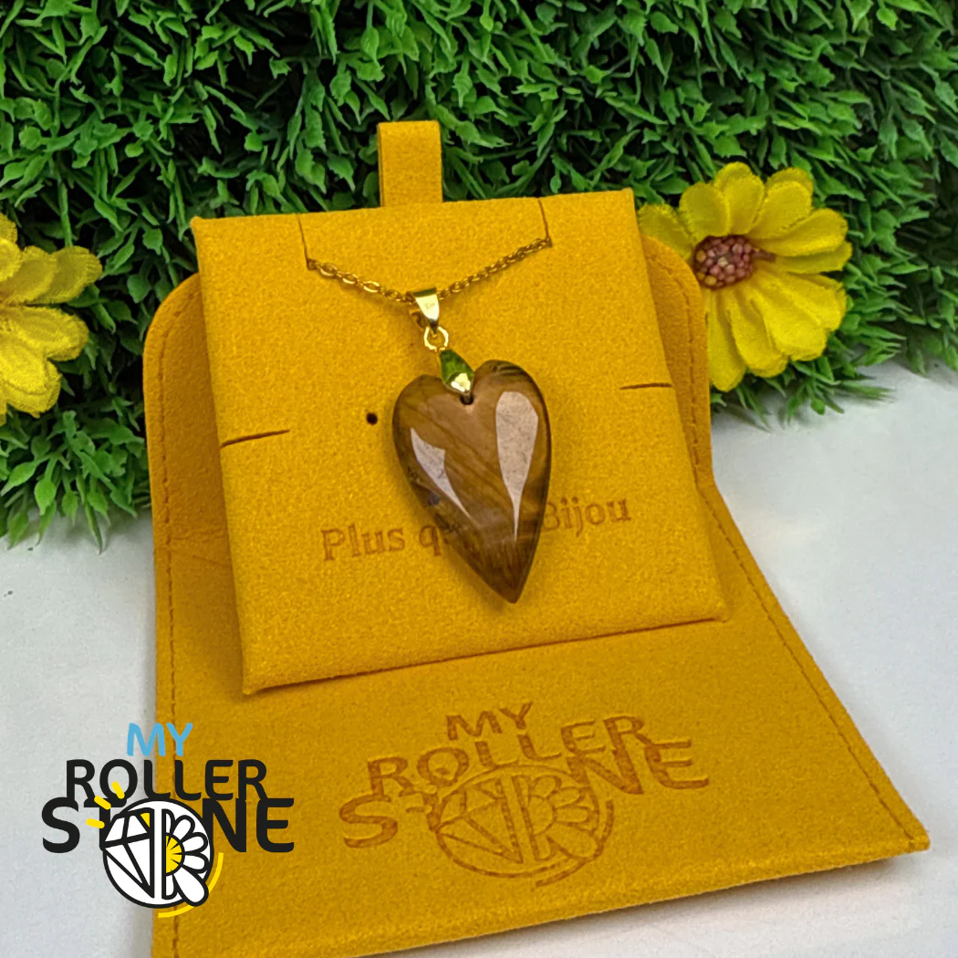 Pendentif long Coeur Oeil de tigre - Image 3
