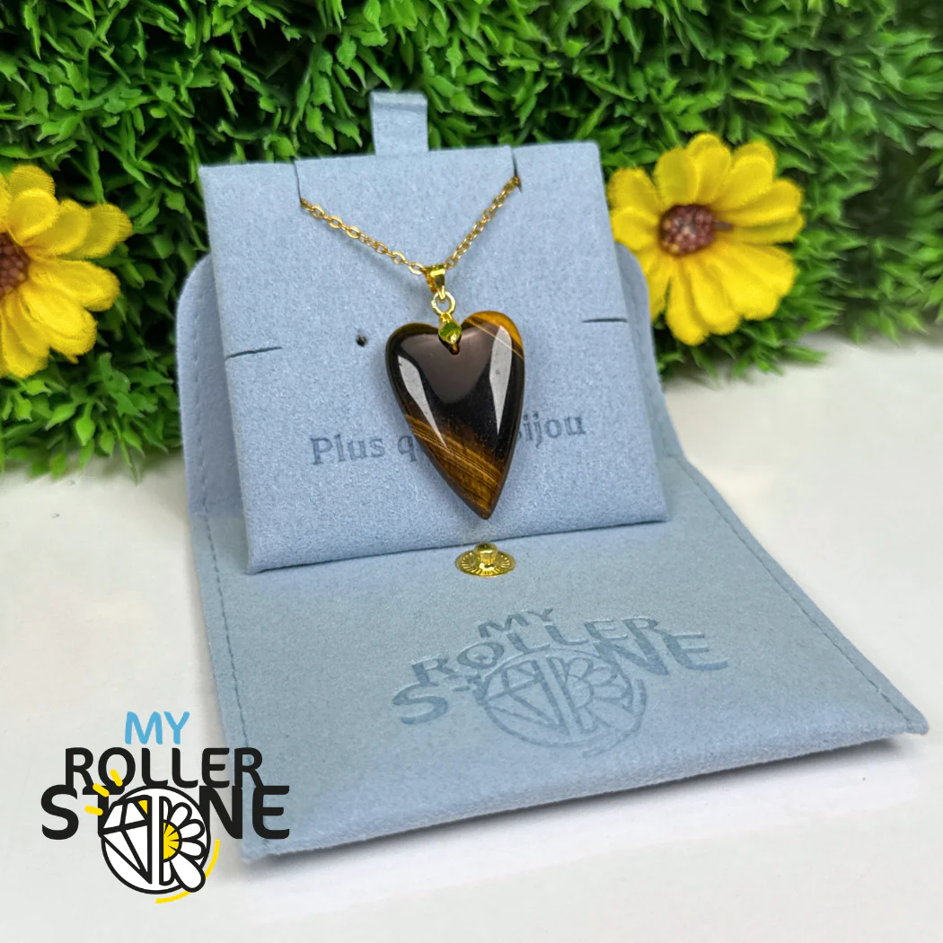 Pendentif long Coeur Oeil de tigre - Image 4