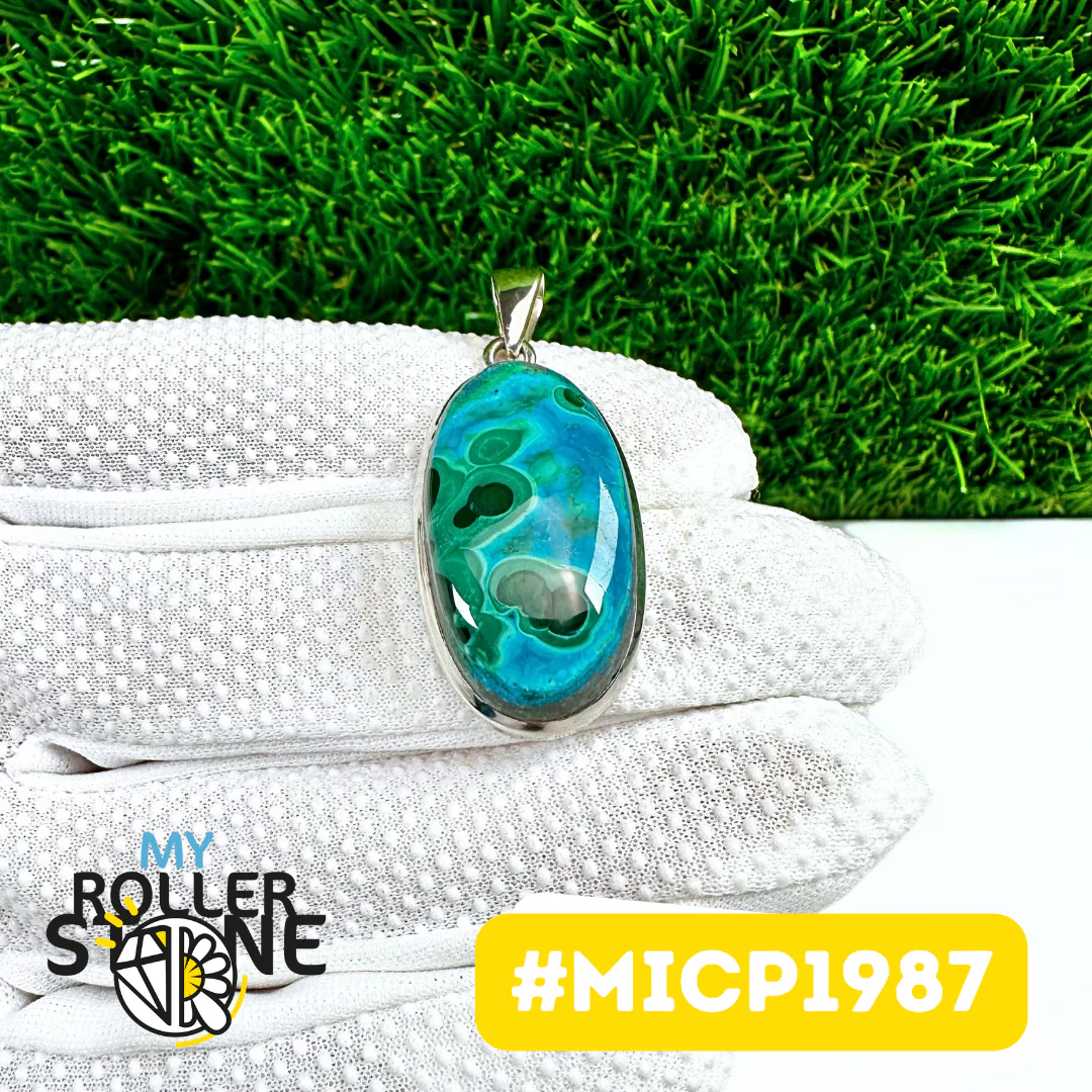 Pendentif Malachite Chrysocolle Argent 925 (MICP1987) - Image 2