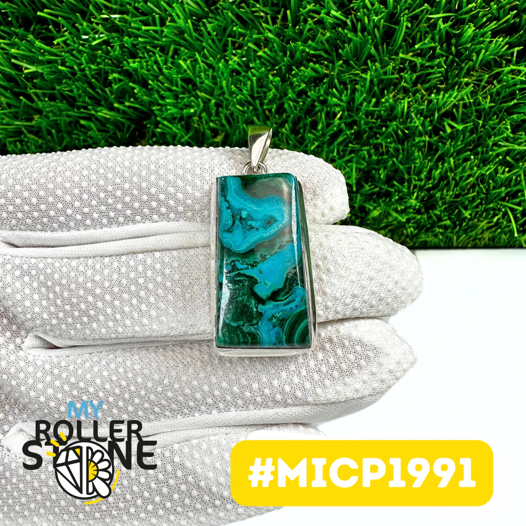 Pendentif Malachite Chrysocolle Argent 925 (MICP1991) - Image 2