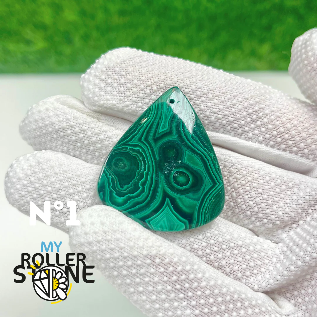 Pendentif Malachite 5A percé - Image 2