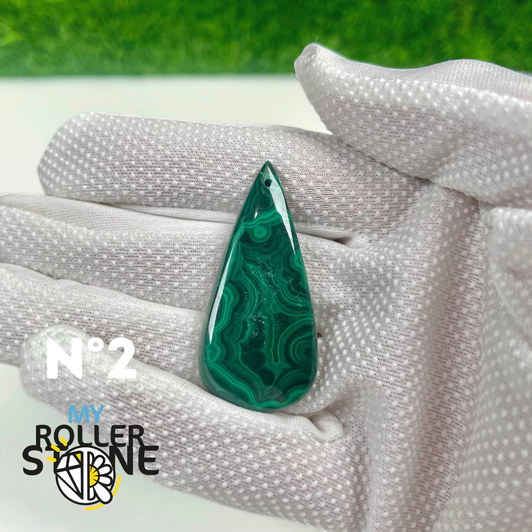 Pendentif Malachite 5A percé - Image 3