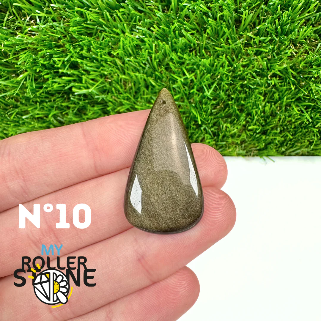 Pendentif Obsidienne dorée 5A percé - Image 12
