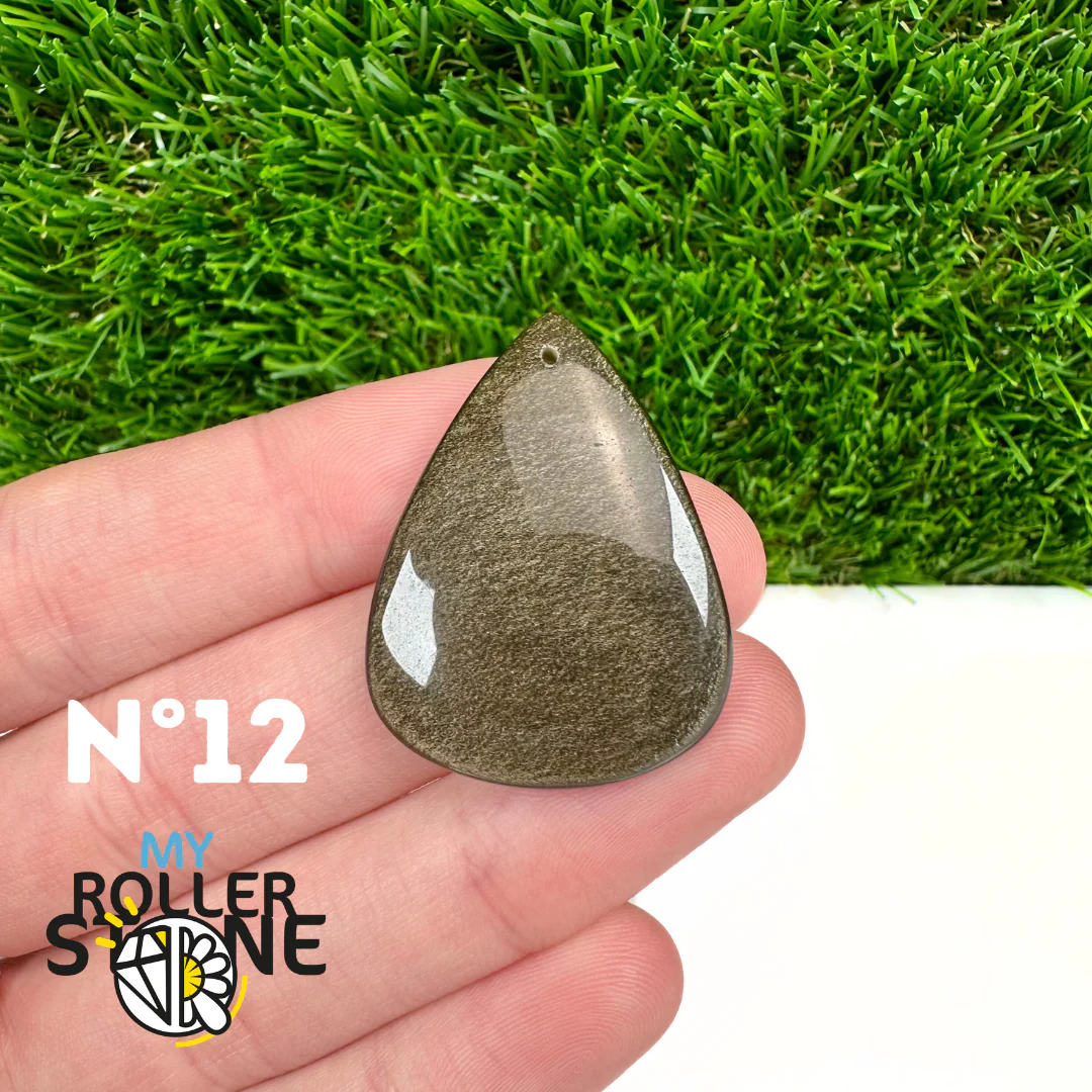 Pendentif Obsidienne dorée 5A percé - Image 14
