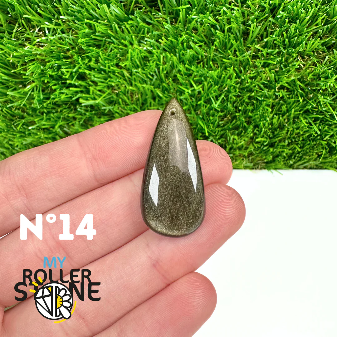 Pendentif Obsidienne dorée 5A percé - Image 16