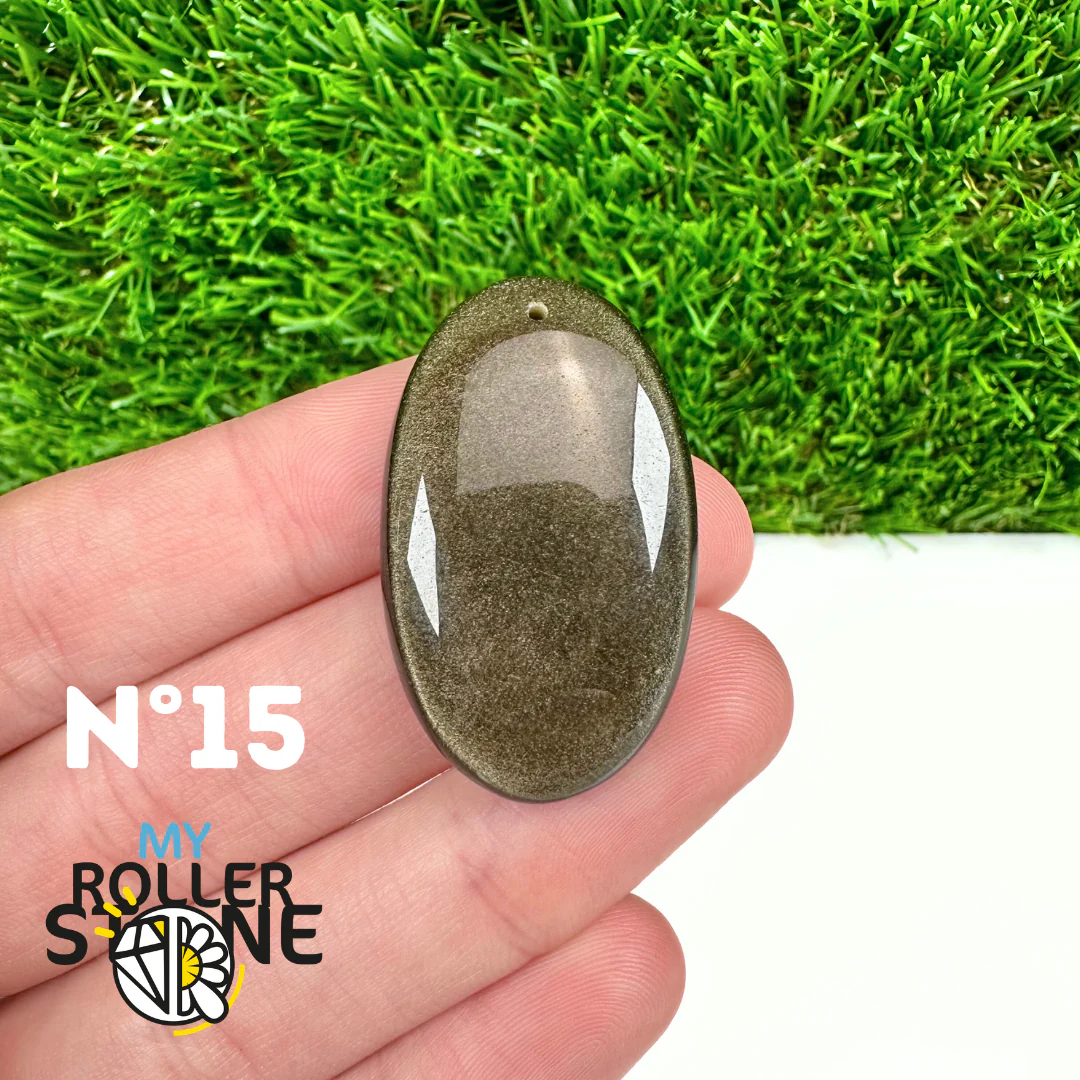 Pendentif Obsidienne dorée 5A percé - Image 17