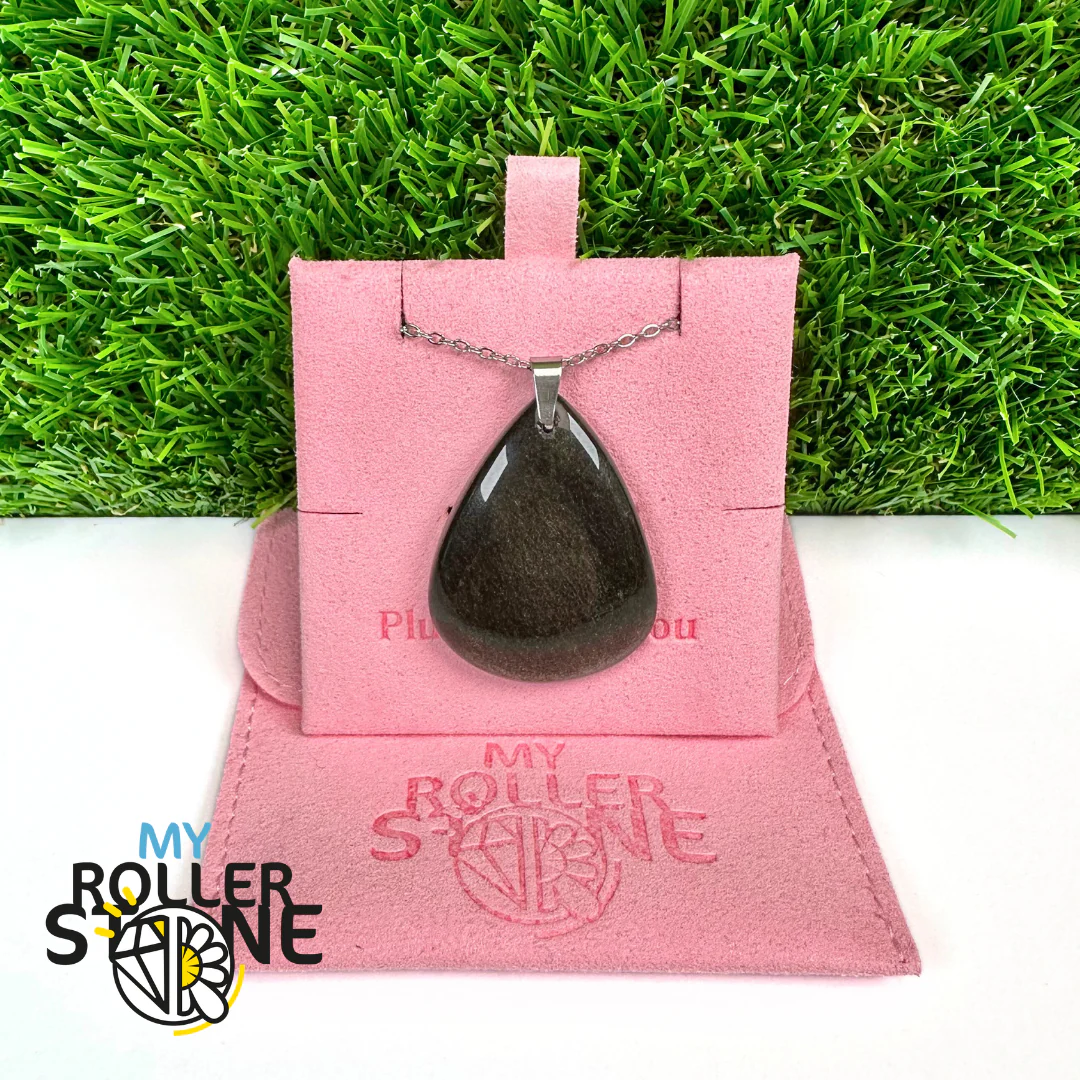 Pendentif Obsidienne dorée 5A percé - Image 2