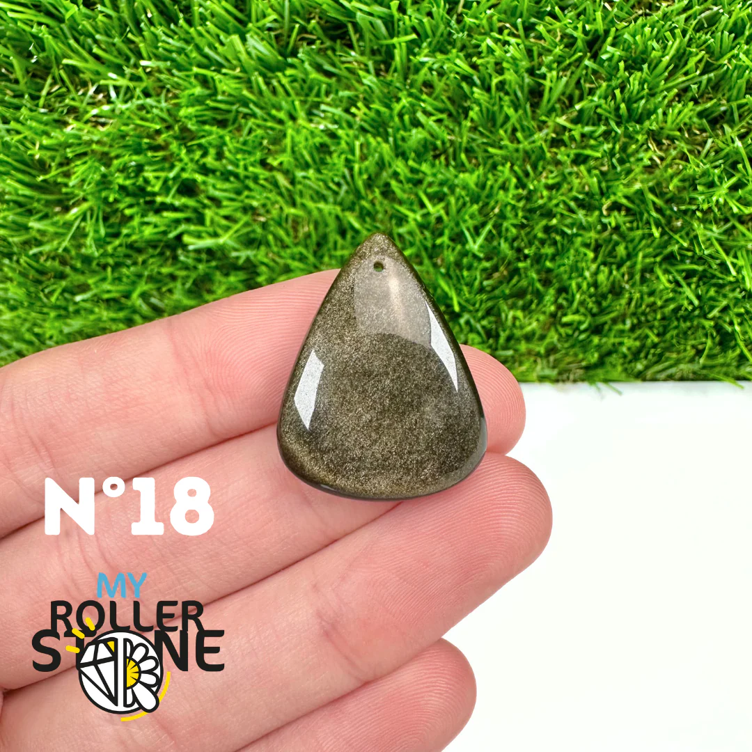 Pendentif Obsidienne dorée 5A percé - Image 20