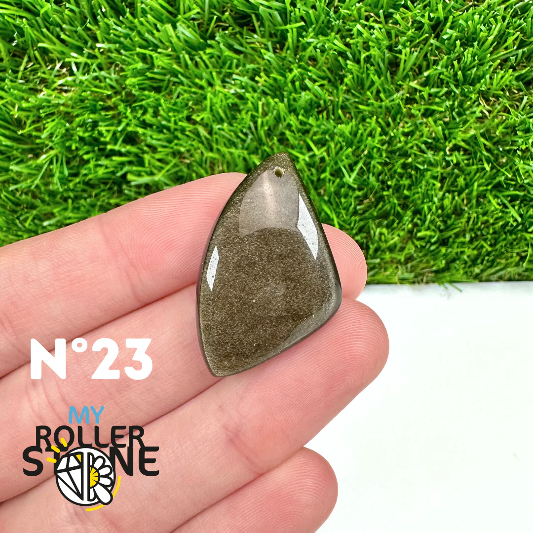 Pendentif Obsidienne dorée 5A percé - Image 25