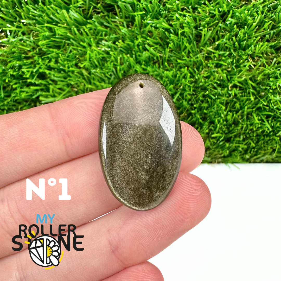 Pendentif Obsidienne dorée 5A percé - Image 3