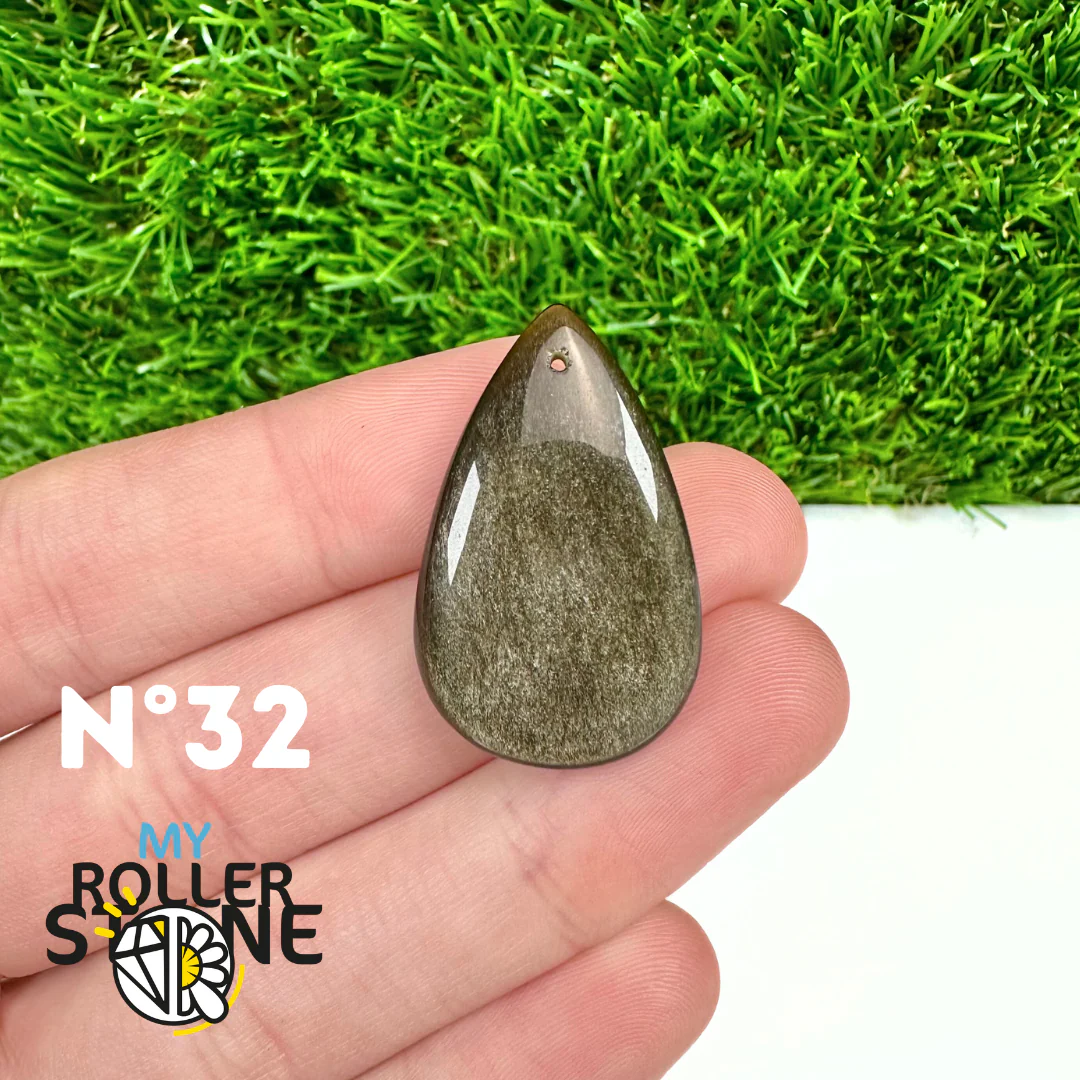 Pendentif Obsidienne dorée 5A percé - Image 34