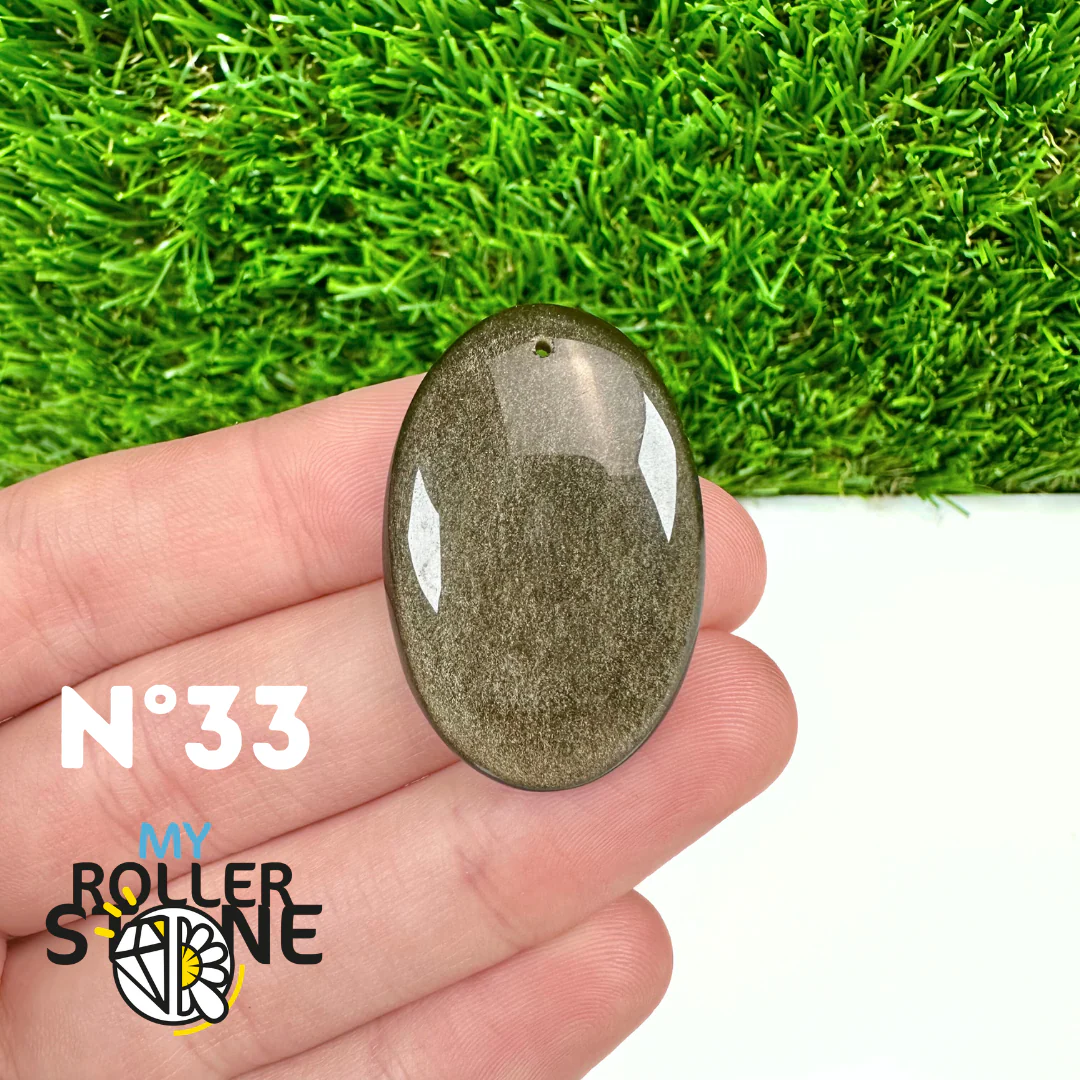 Pendentif Obsidienne dorée 5A percé - Image 35