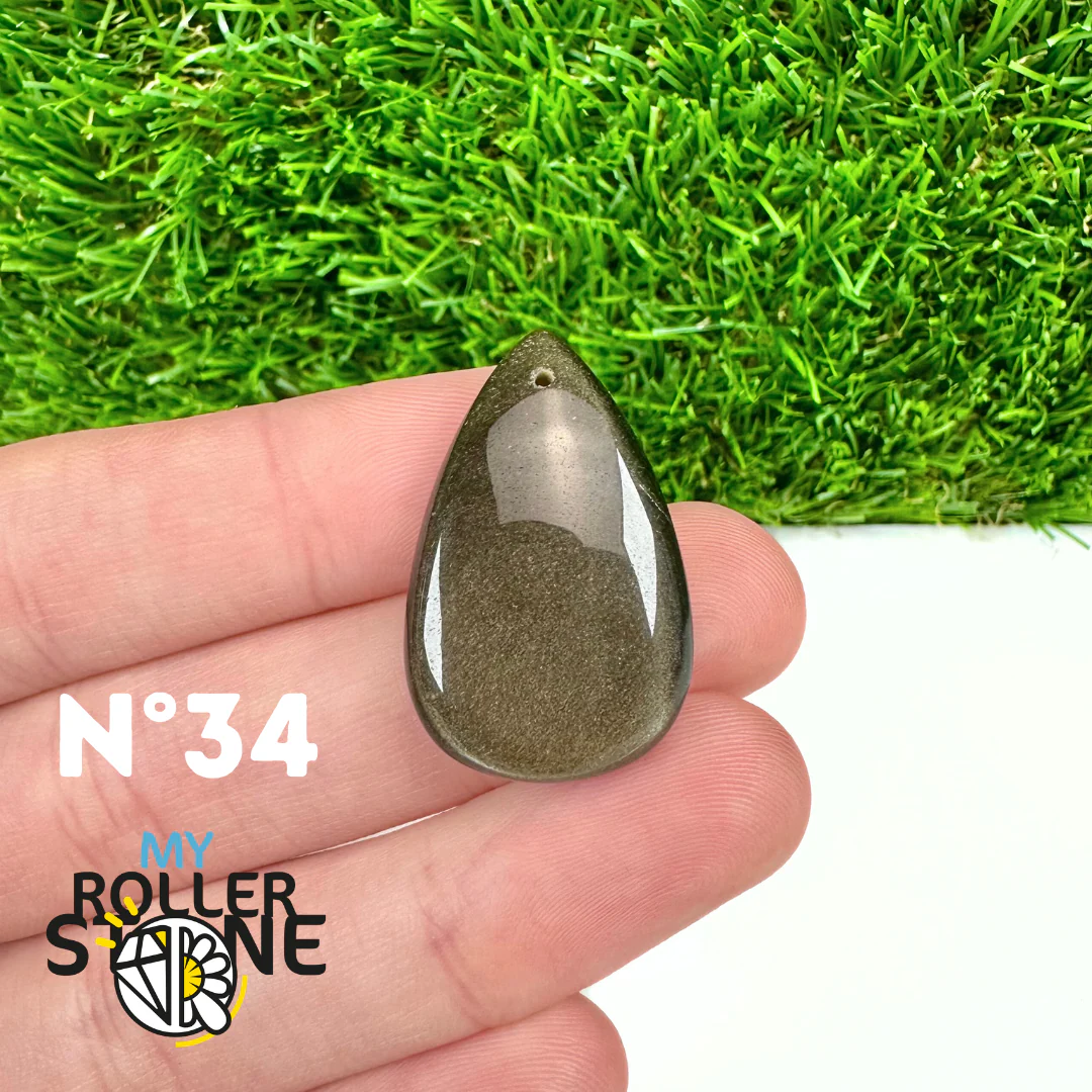 Pendentif Obsidienne dorée 5A percé - Image 36