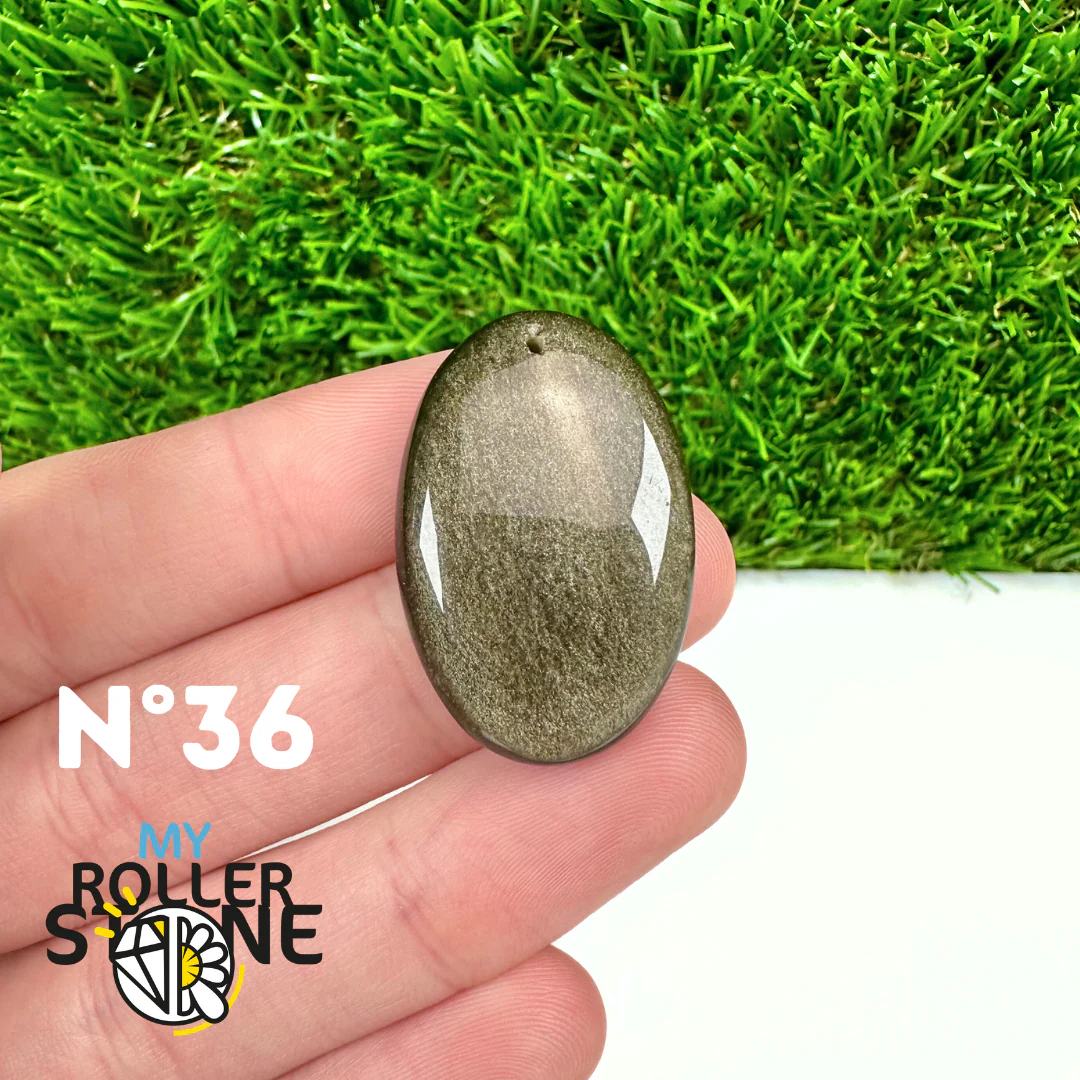Pendentif Obsidienne dorée 5A percé - Image 38