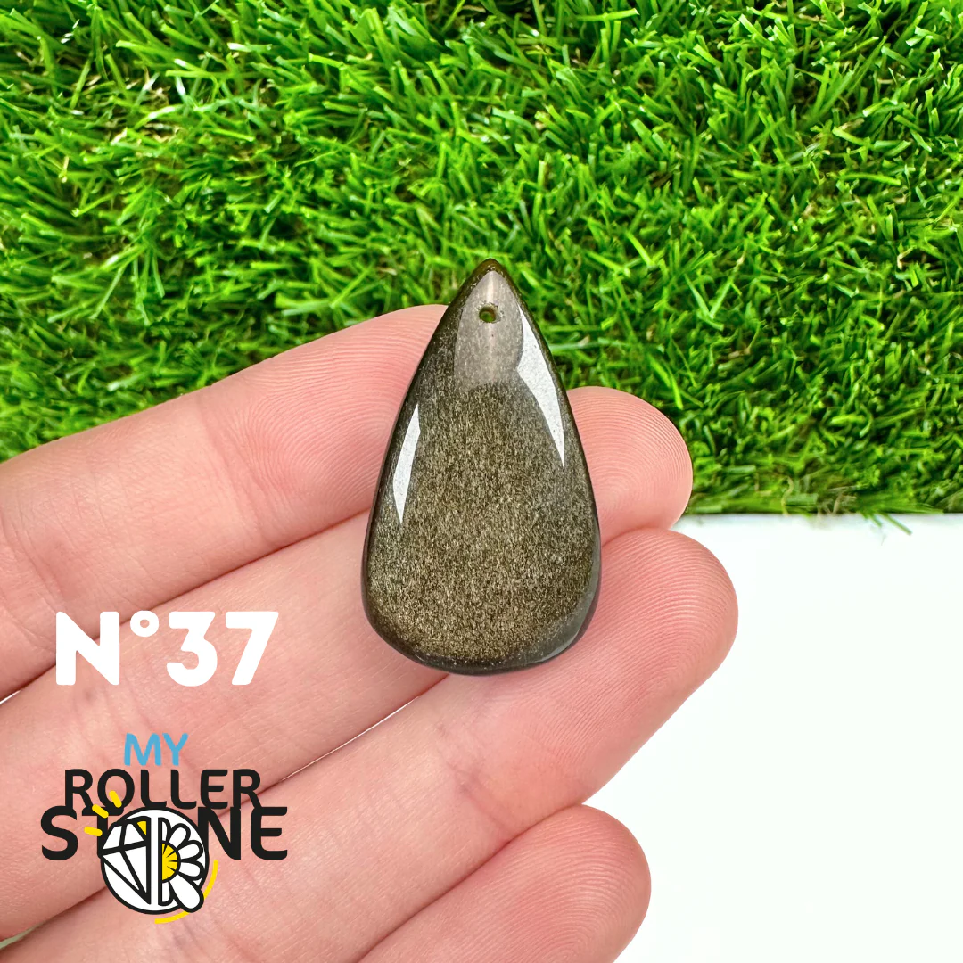 Pendentif Obsidienne dorée 5A percé - Image 39