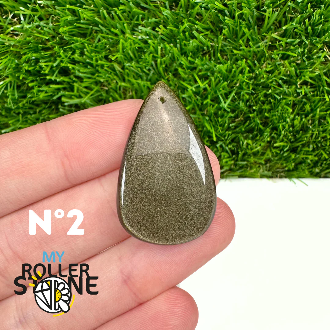 Pendentif Obsidienne dorée 5A percé - Image 4