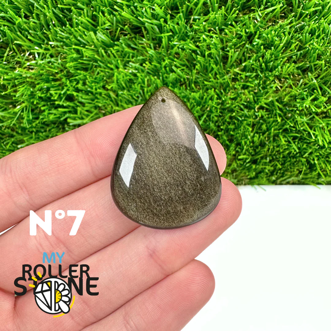 Pendentif Obsidienne dorée 5A percé - Image 9