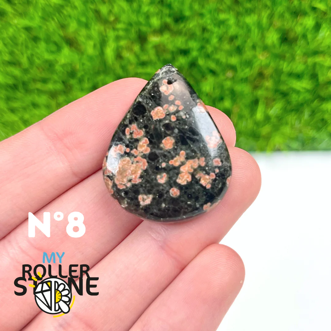Pendentif Obsidienne Fleur percé - Image 10