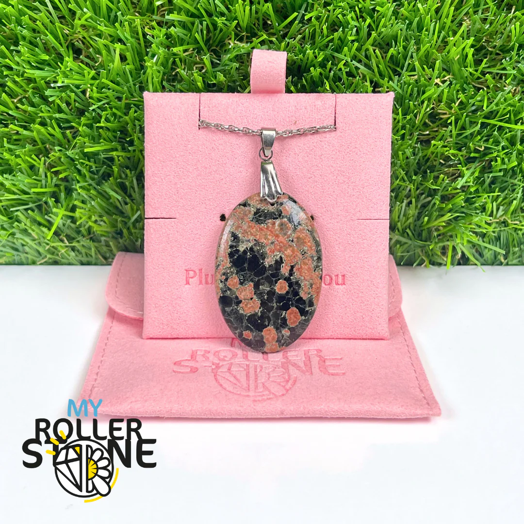 Pendentif Obsidienne Fleur percé - Image 2