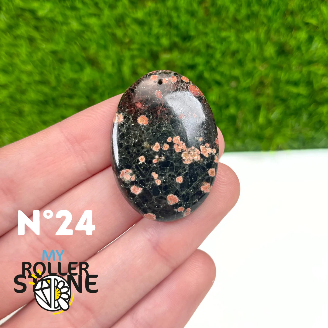Pendentif Obsidienne Fleur percé - Image 26