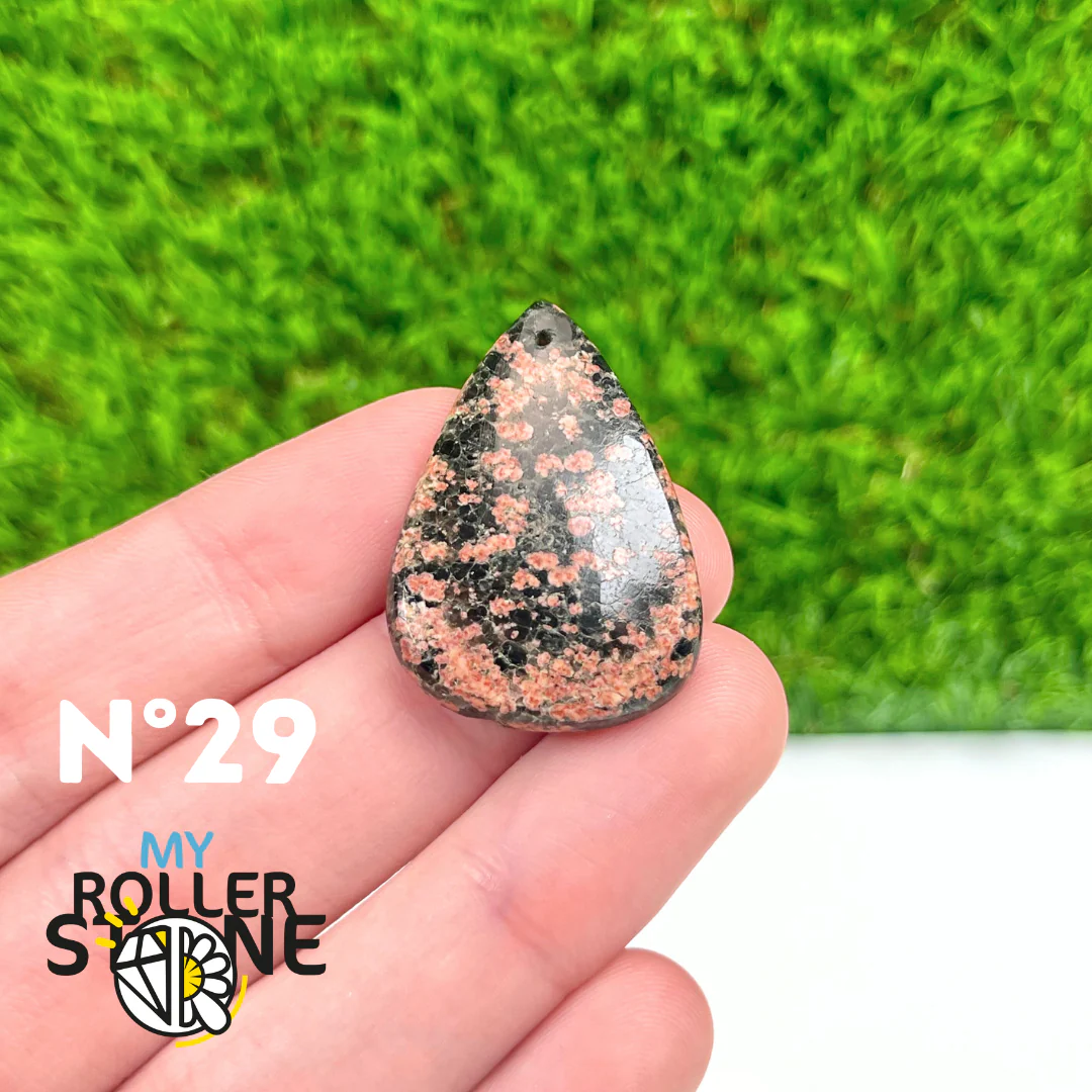 Pendentif Obsidienne Fleur percé - Image 30