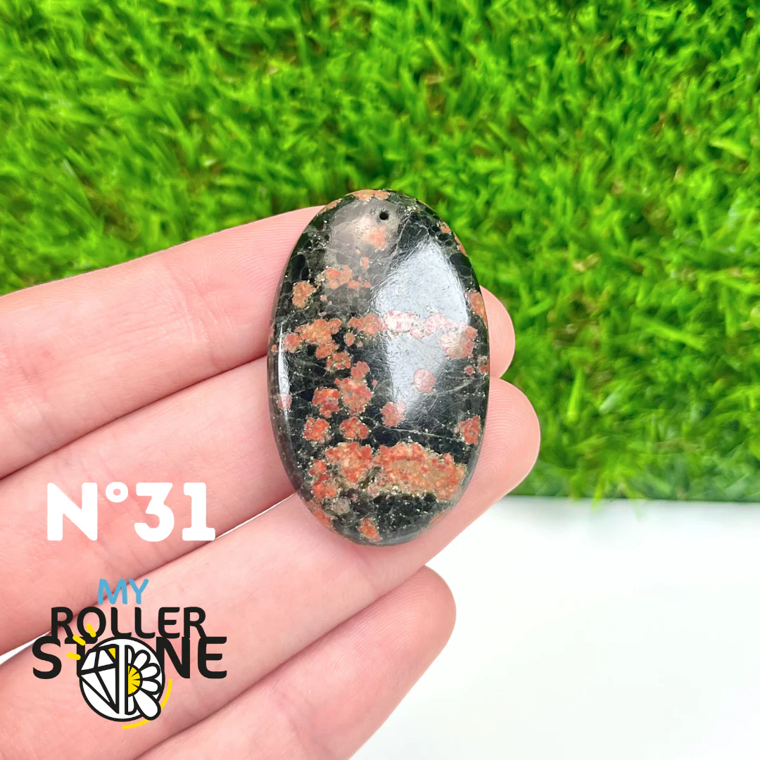 Pendentif Obsidienne Fleur percé - Image 32