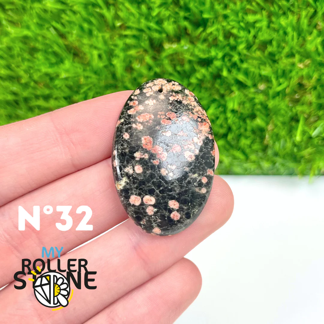 Pendentif Obsidienne Fleur percé - Image 33