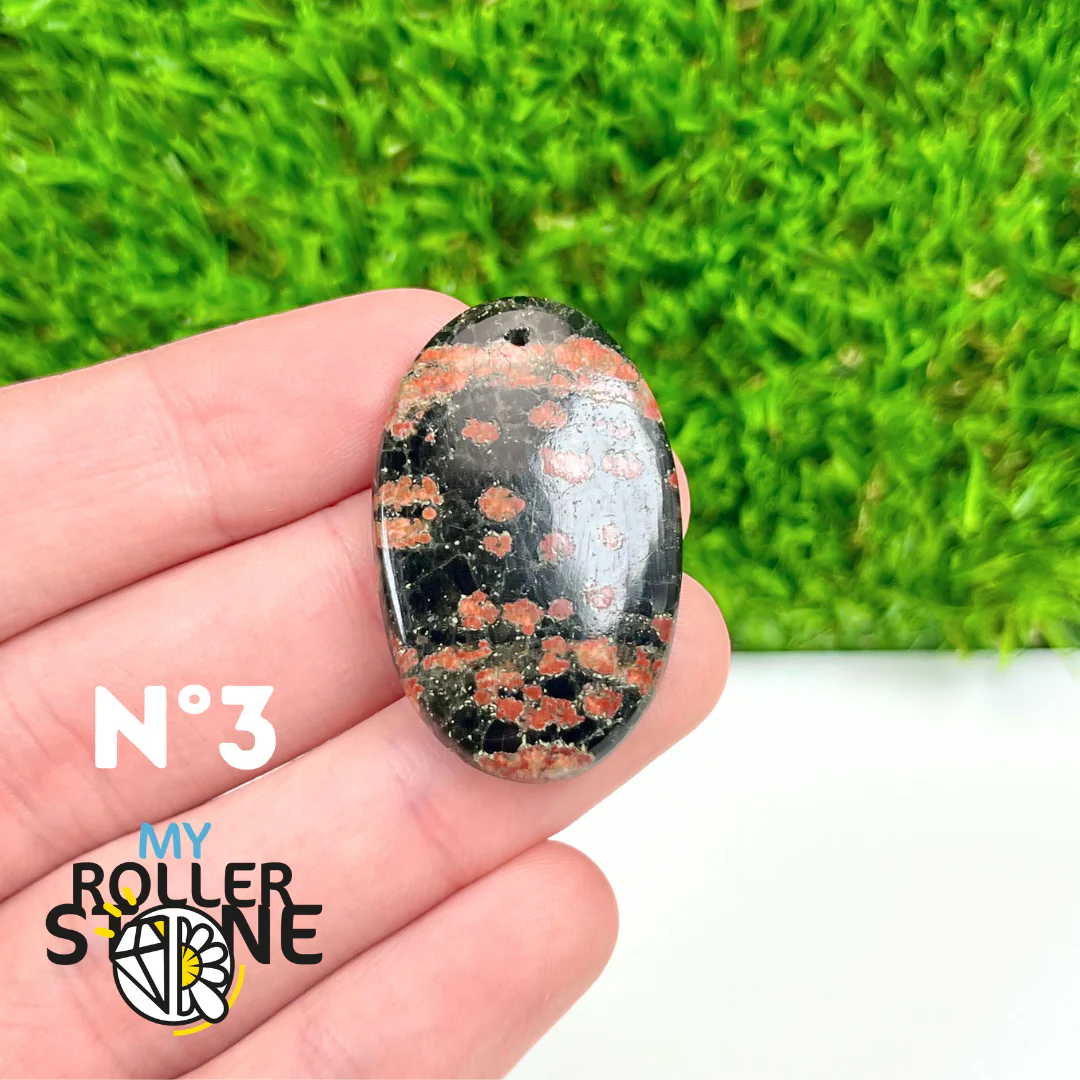 Pendentif Obsidienne Fleur percé - Image 5