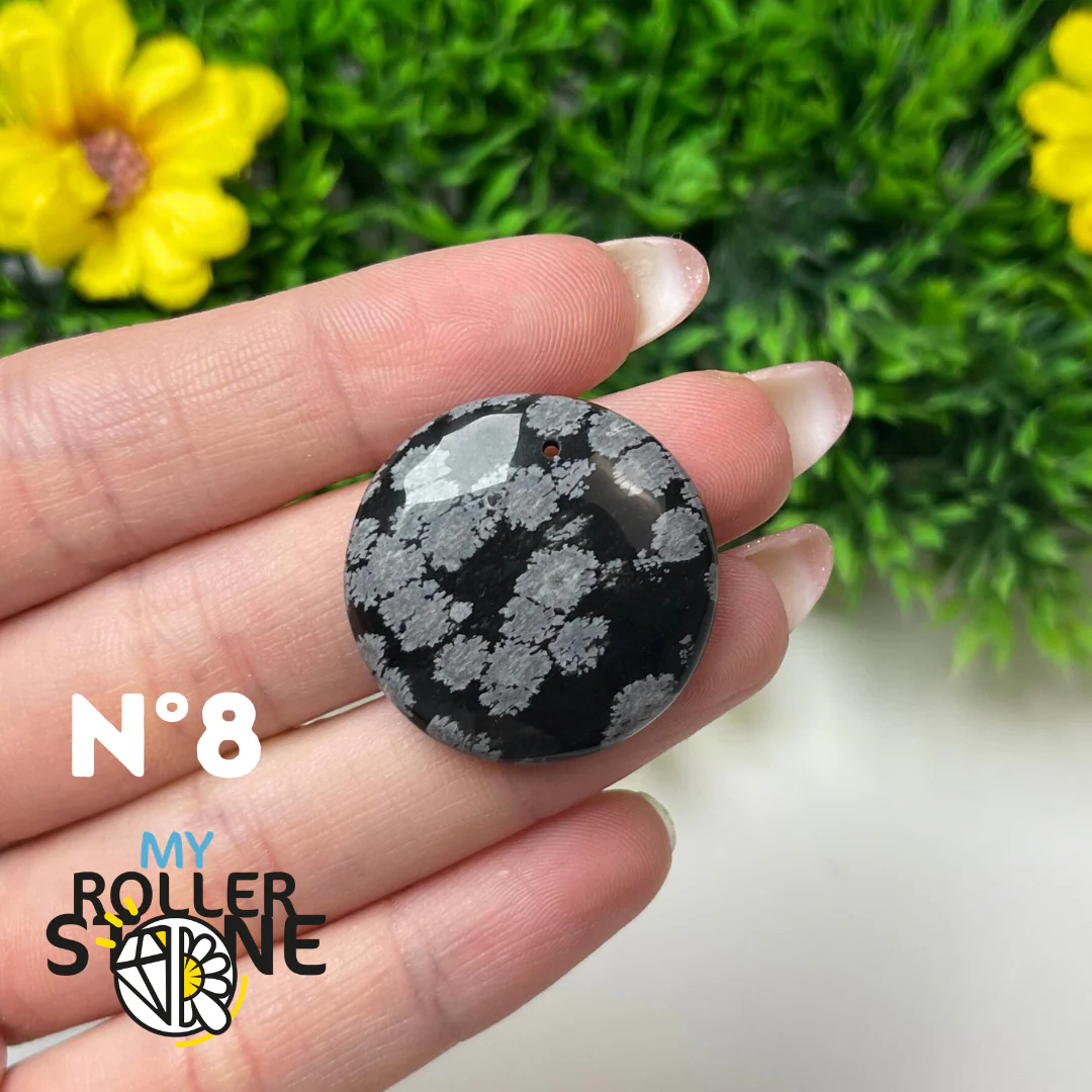 Pendentif Obsidienne flocon de neige 5A percé - Image 10