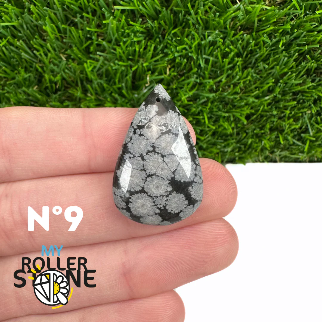 Pendentif Obsidienne flocon de neige 5A percé - Image 11