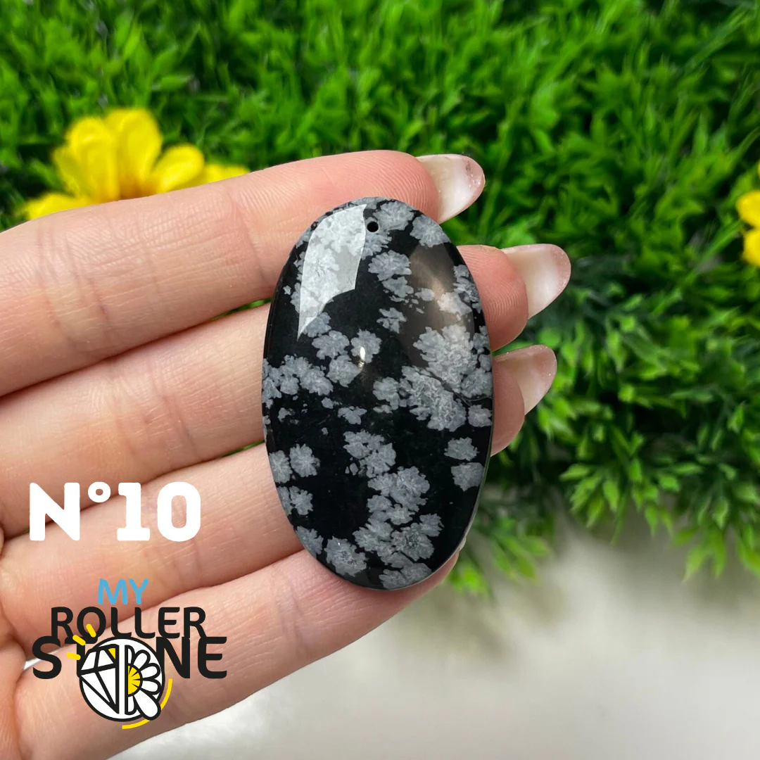 Pendentif Obsidienne flocon de neige 5A percé - Image 12
