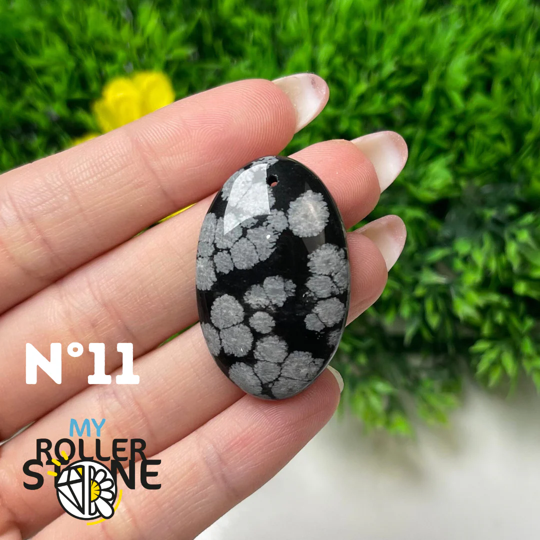 Pendentif Obsidienne flocon de neige 5A percé - Image 13