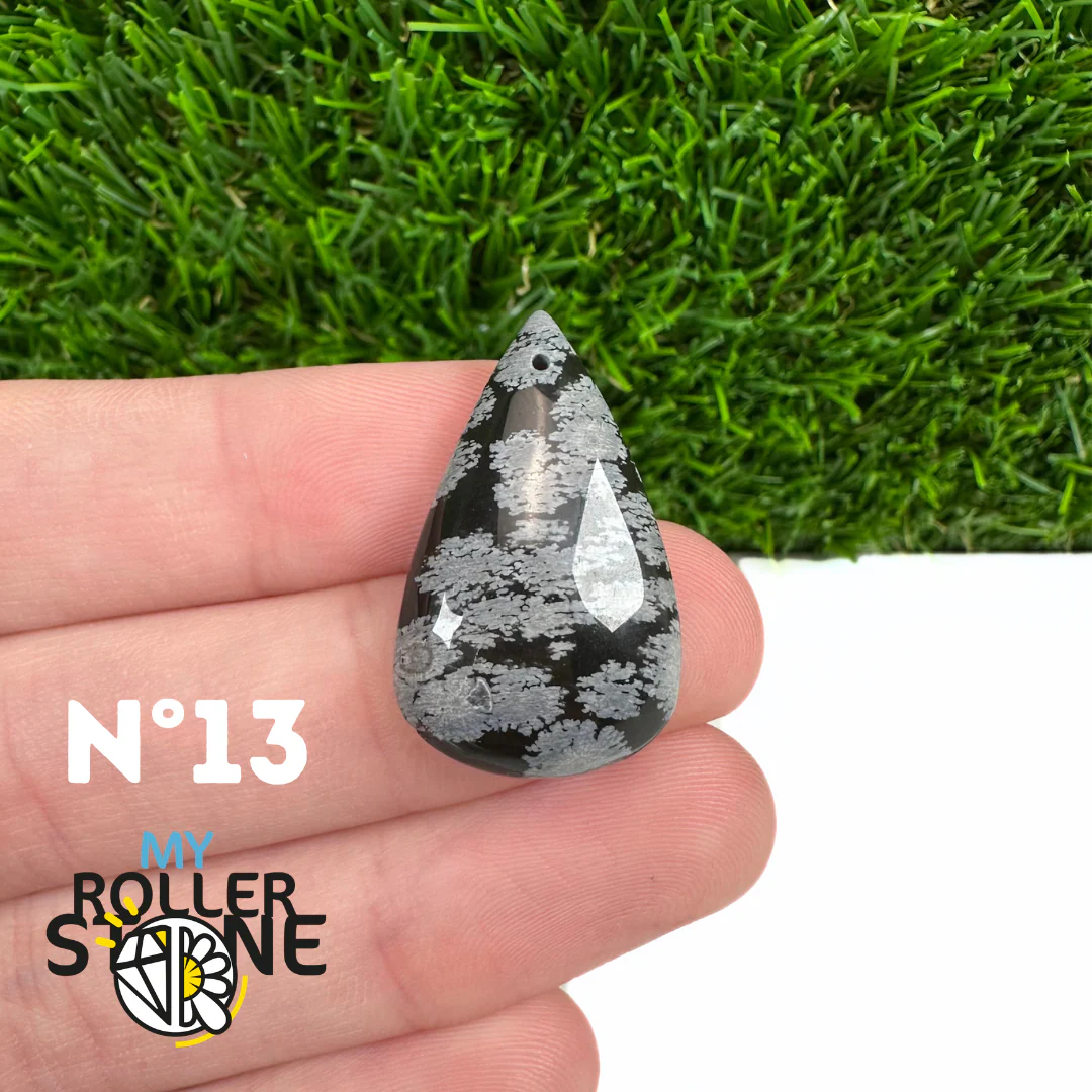 Pendentif Obsidienne flocon de neige 5A percé - Image 15
