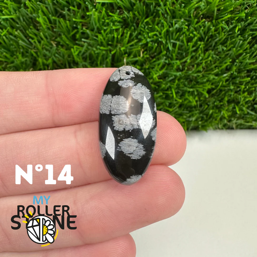 Pendentif Obsidienne flocon de neige 5A percé - Image 16