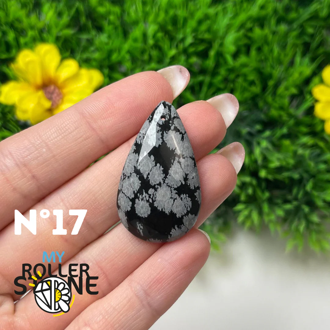 Pendentif Obsidienne flocon de neige 5A percé - Image 18