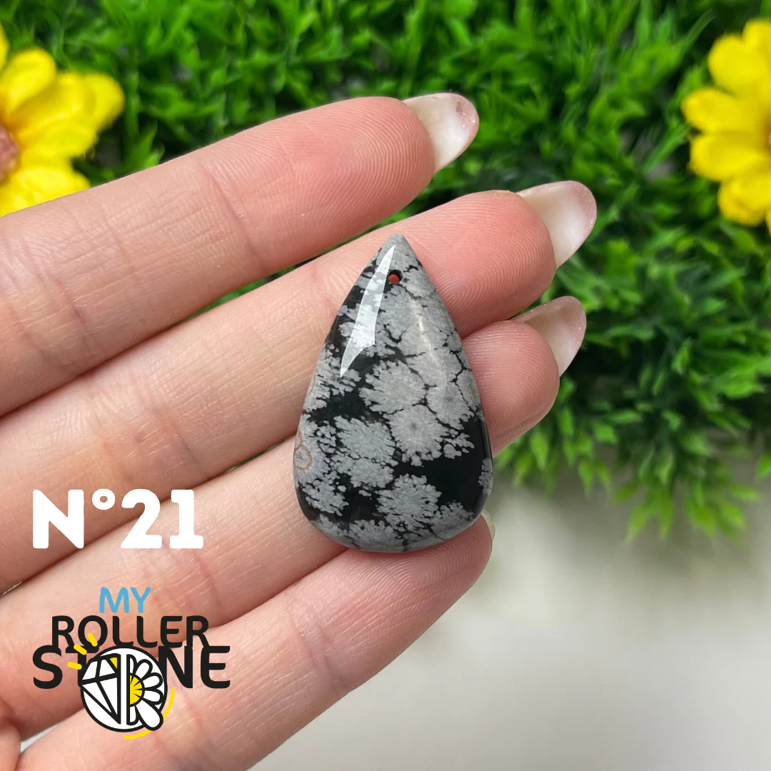 Pendentif Obsidienne flocon de neige 5A percé - Image 20
