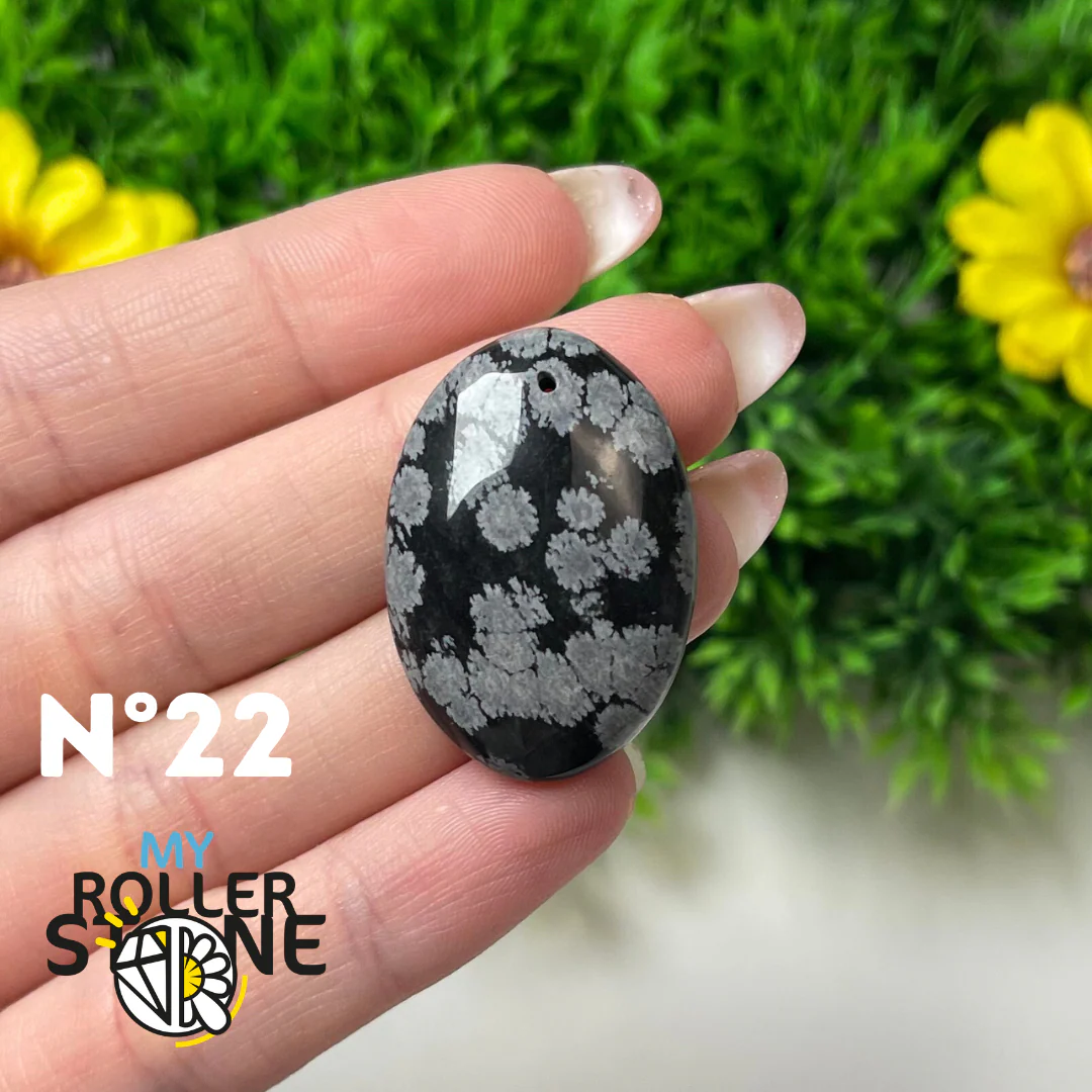 Pendentif Obsidienne flocon de neige 5A percé - Image 21
