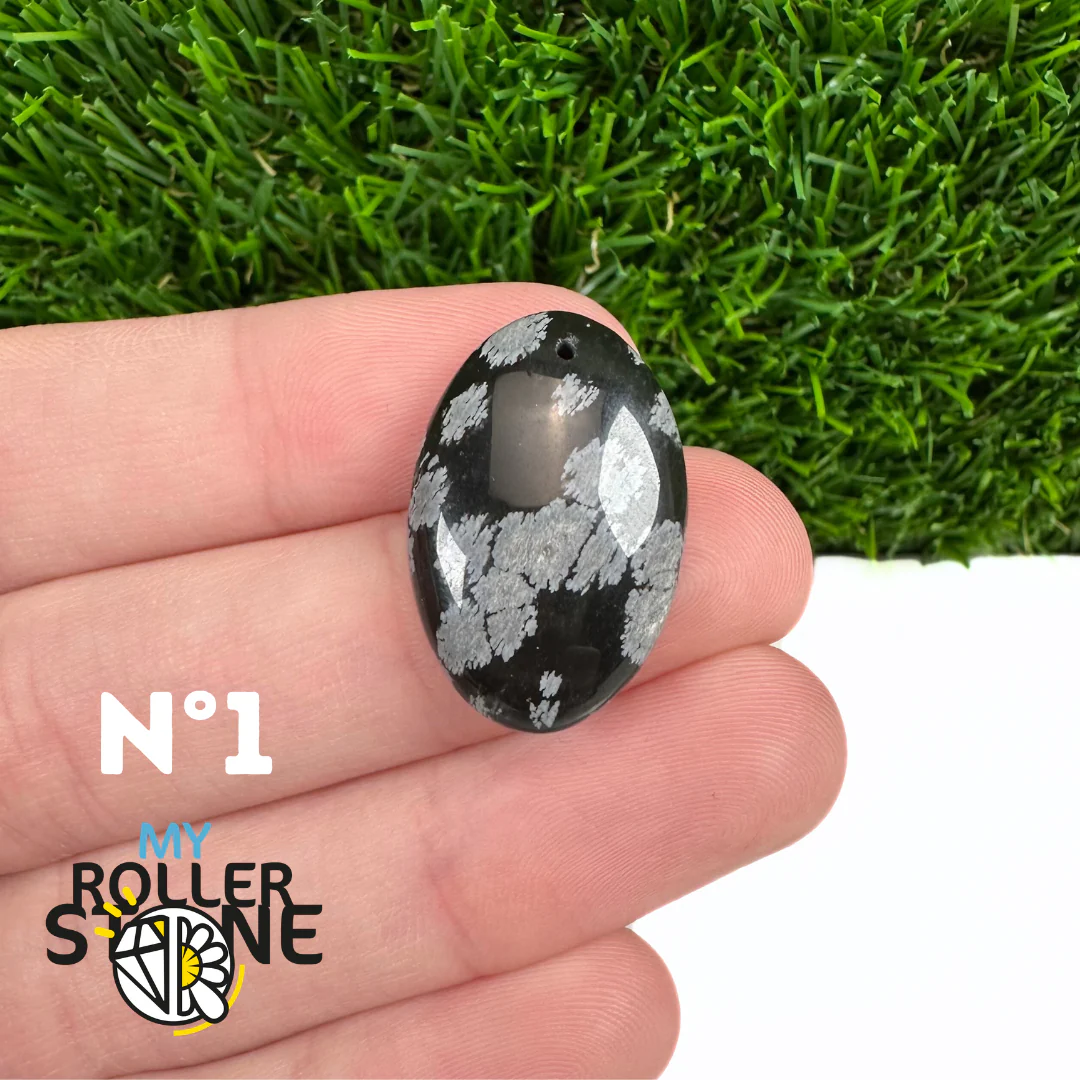 Pendentif Obsidienne flocon de neige 5A percé - Image 3