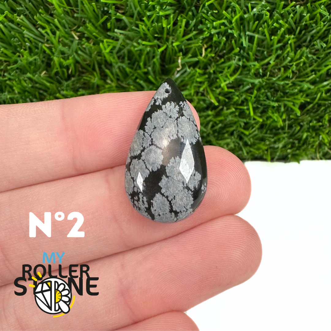 Pendentif Obsidienne flocon de neige 5A percé - Image 4