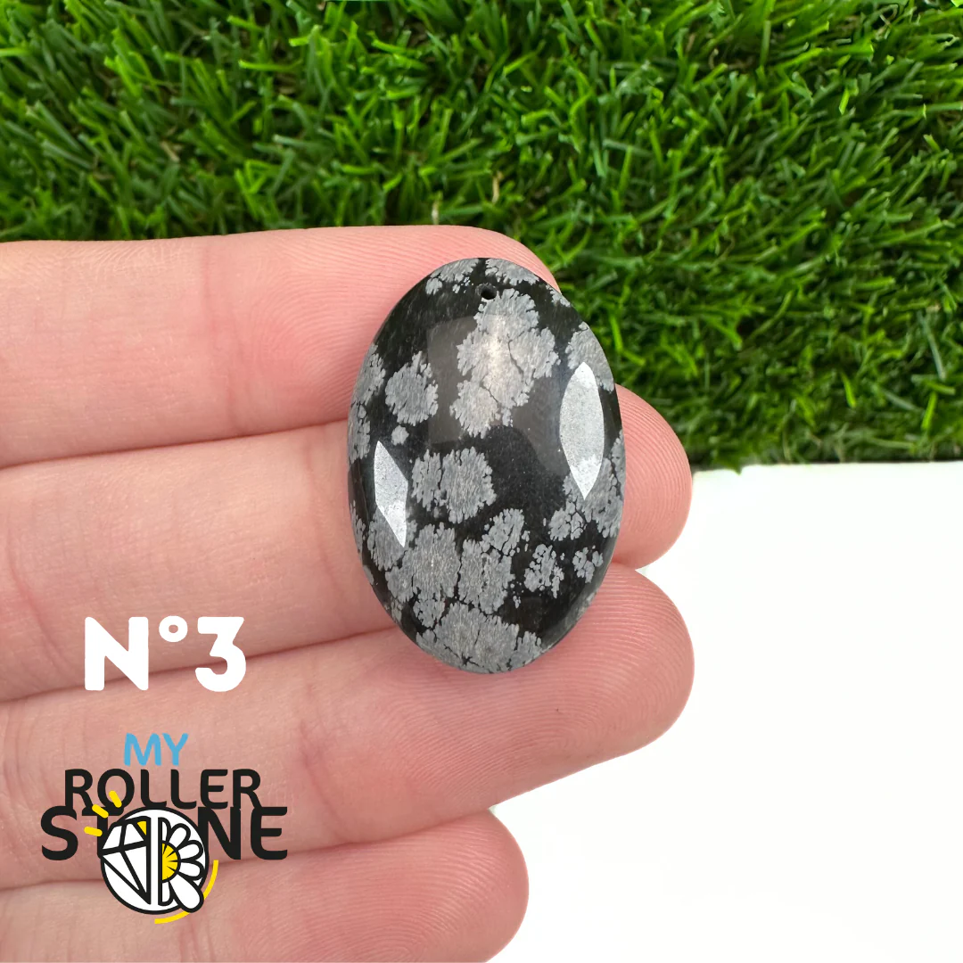 Pendentif Obsidienne flocon de neige 5A percé - Image 5