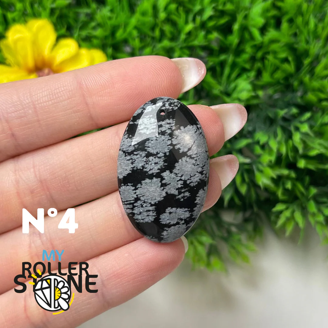 Pendentif Obsidienne flocon de neige 5A percé - Image 6