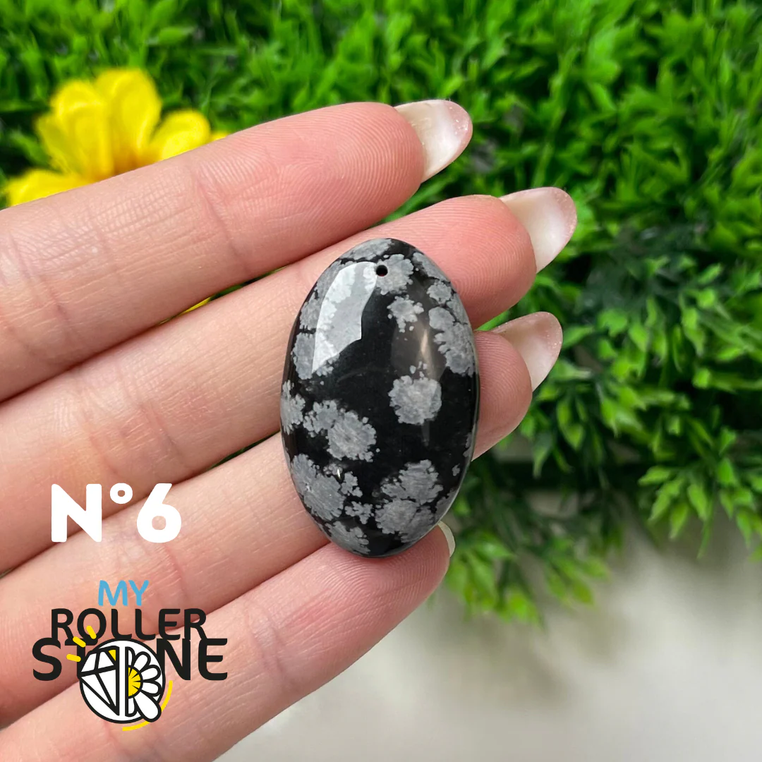 Pendentif Obsidienne flocon de neige 5A percé - Image 8